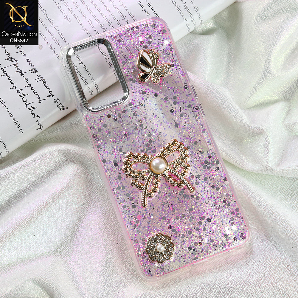 Samsung Galaxy A32 Cover - Pink - New Beeded Rhinestones Shinny Glitter Case
