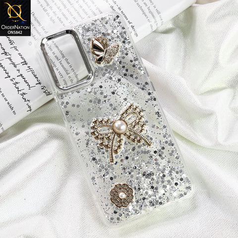 Oppo A54 4G Cover - Silver - New Beeded Rhinestones Shinny Glitter