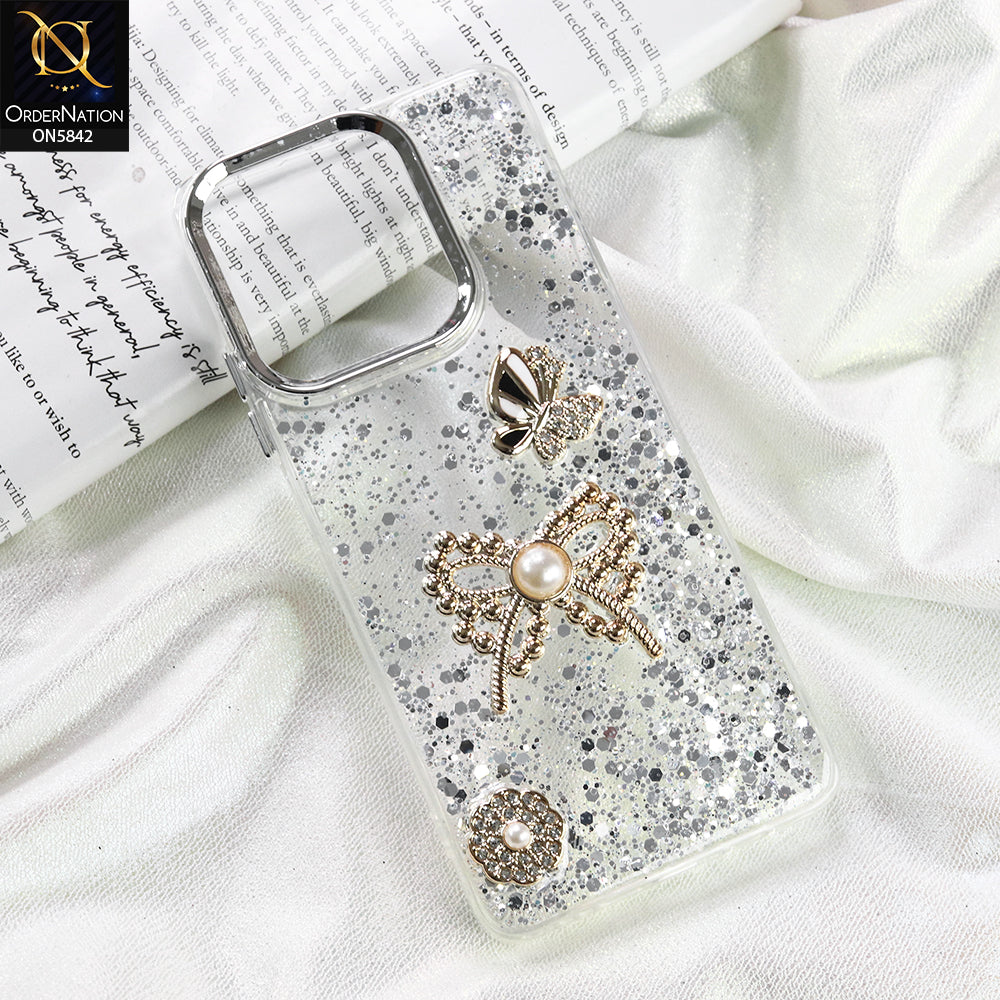 Oppo A5 Pro 4G Cover - Silver - New Beeded Rhinestones Shinny Glitter