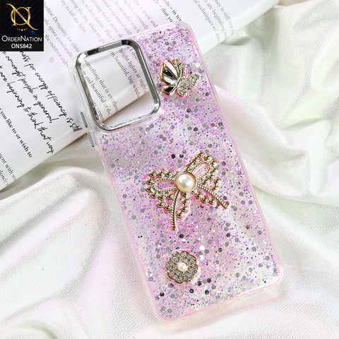 Oppo A5x 4G Cover - Pink - New Beeded Rhinestones Shinny Glitter