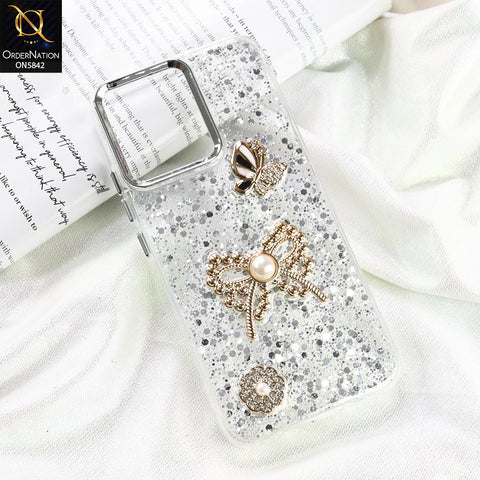 Oppo F31 Cover - Silver - New Beeded Rhinestones Shinny Glitter