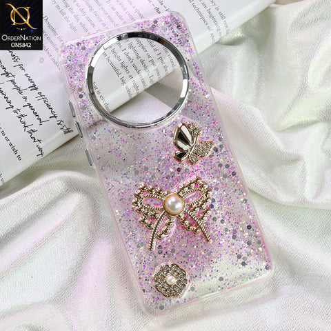 Oppo Reno 12F 4G Cover - Pink - New Beeded Rhinestones Shinny Glitter
