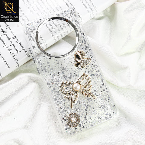Xiaomi Redmi 14C Cover - Silver - New Beeded Rhinestones Shinny Glitter