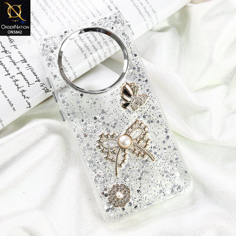 Xiaomi Poco C75 Cover - Silver - New Beeded Rhinestones Shinny Glitter