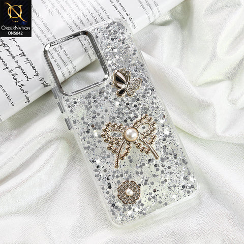 Oppo Reno 14 Cover - Silver - New Beeded Rhinestones Shinny Glitter