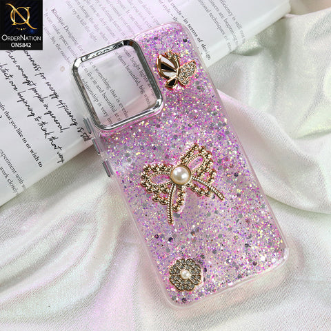Infinix Smart 10 Cover - Pink - New Beeded Rhinestones Shinny Glitter Case