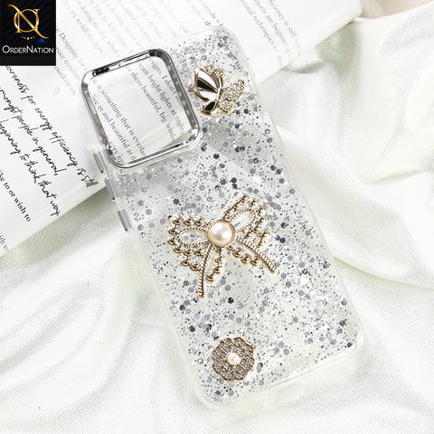 Infinix Smart 10 Cover - Silver - New Beeded Rhinestones Shinny Glitter