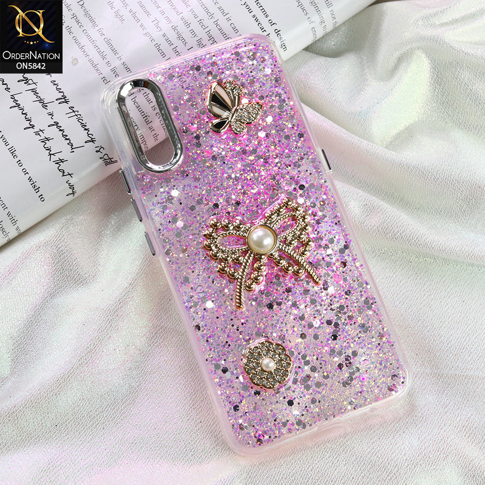 Vivo S1 Cover - Pink - New Beeded Rhinestones Shinny Glitter