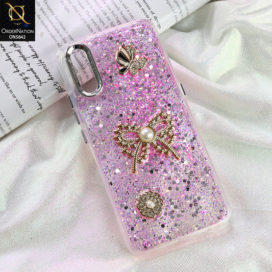 Vivo S1 Cover - Pink - New Beeded Rhinestones Shinny Glitter