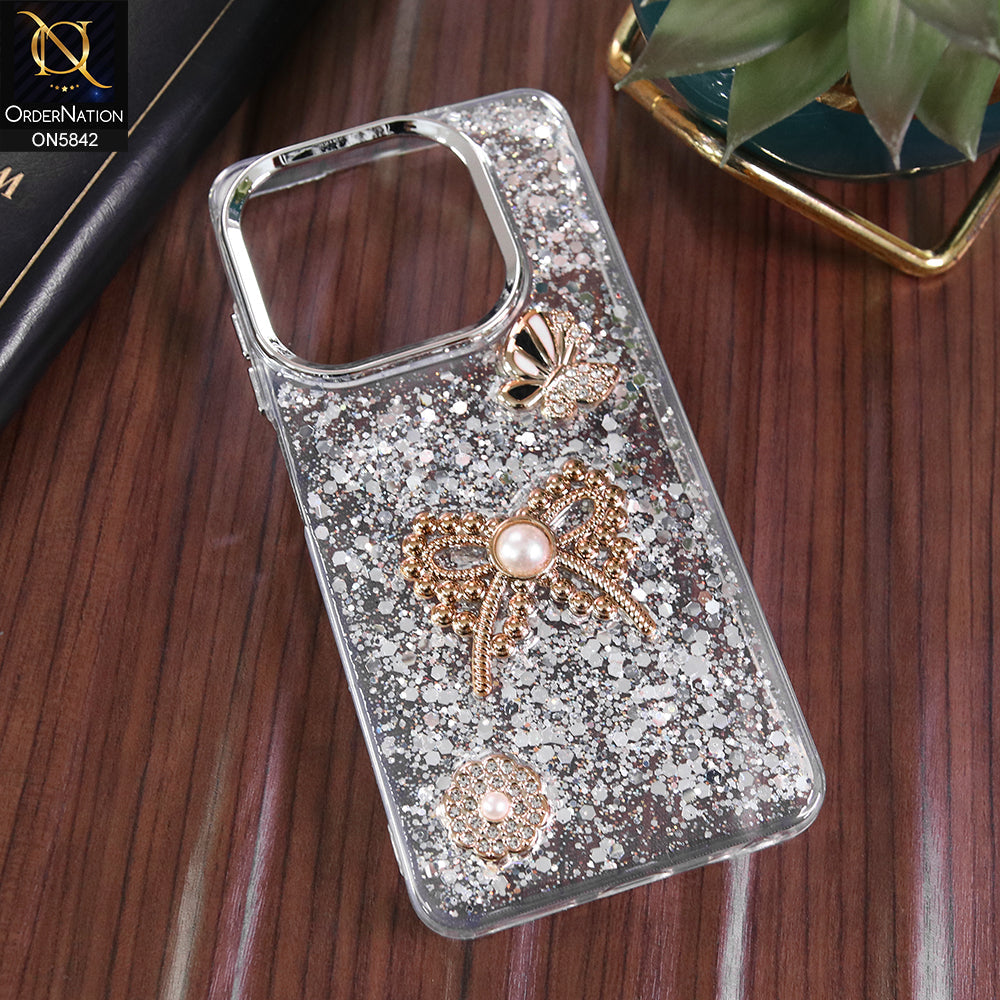 Infinix Smart 8 Cover - Silver - New Beeded Rhinestones Shinny Glitter ...