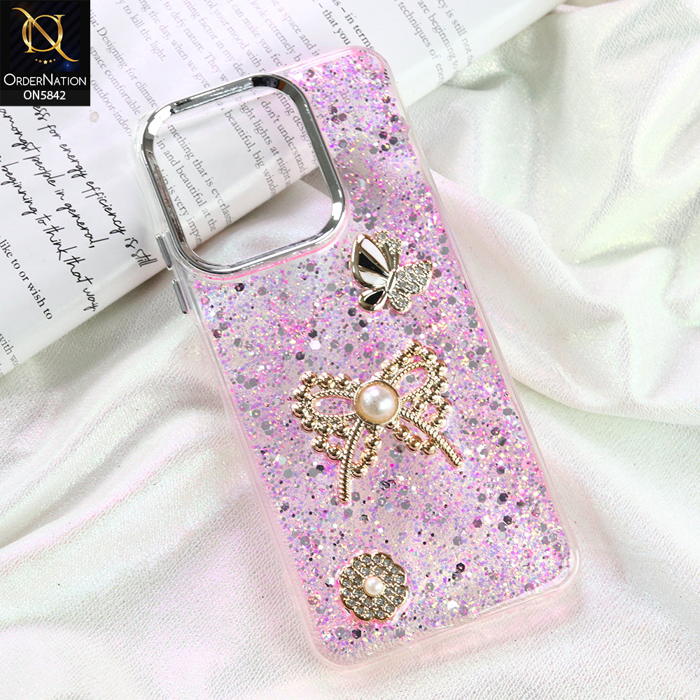 Tecno Spark 10 Cover - Pink - New Beeded Rhinestones Shinny Glitter
