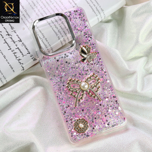 Xiaomi Poco C55 Cover - Pink - New Beeded Rhinestones Shinny Glitter Case