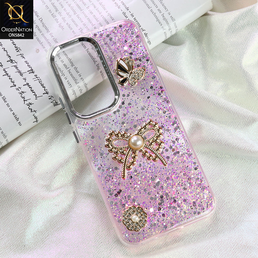 Tecno Spark 40 Pro Cover - Pink - New Beeded Rhinestones Shinny Glitter