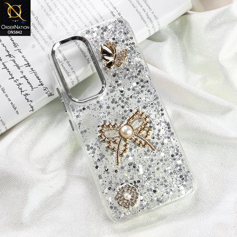 Samsung Galaxy A14 Cover - Silver - New Beeded Rhinestones Shinny Glitter