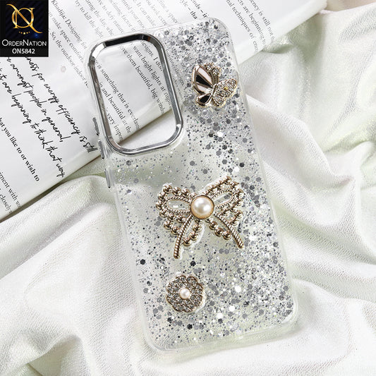 Infinix Hot 60 Pro Plus Cover - Silver - New Beeded Rhinestones Shinny Glitter