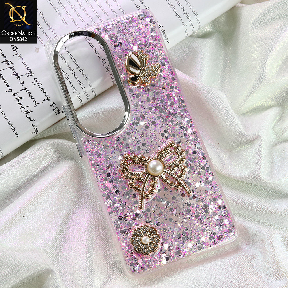 Vivo V40 Pro Cover - Pink - New Beeded Rhinestones Shinny Glitter