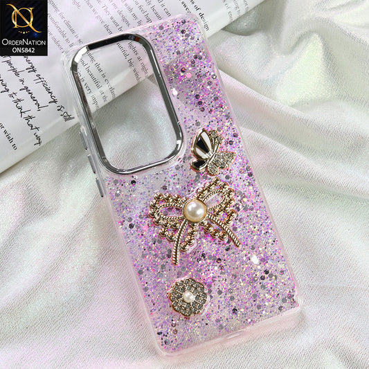 Vivo iQOO Z9s Cover - Pink - New Beeded Rhinestones Shinny Glitter