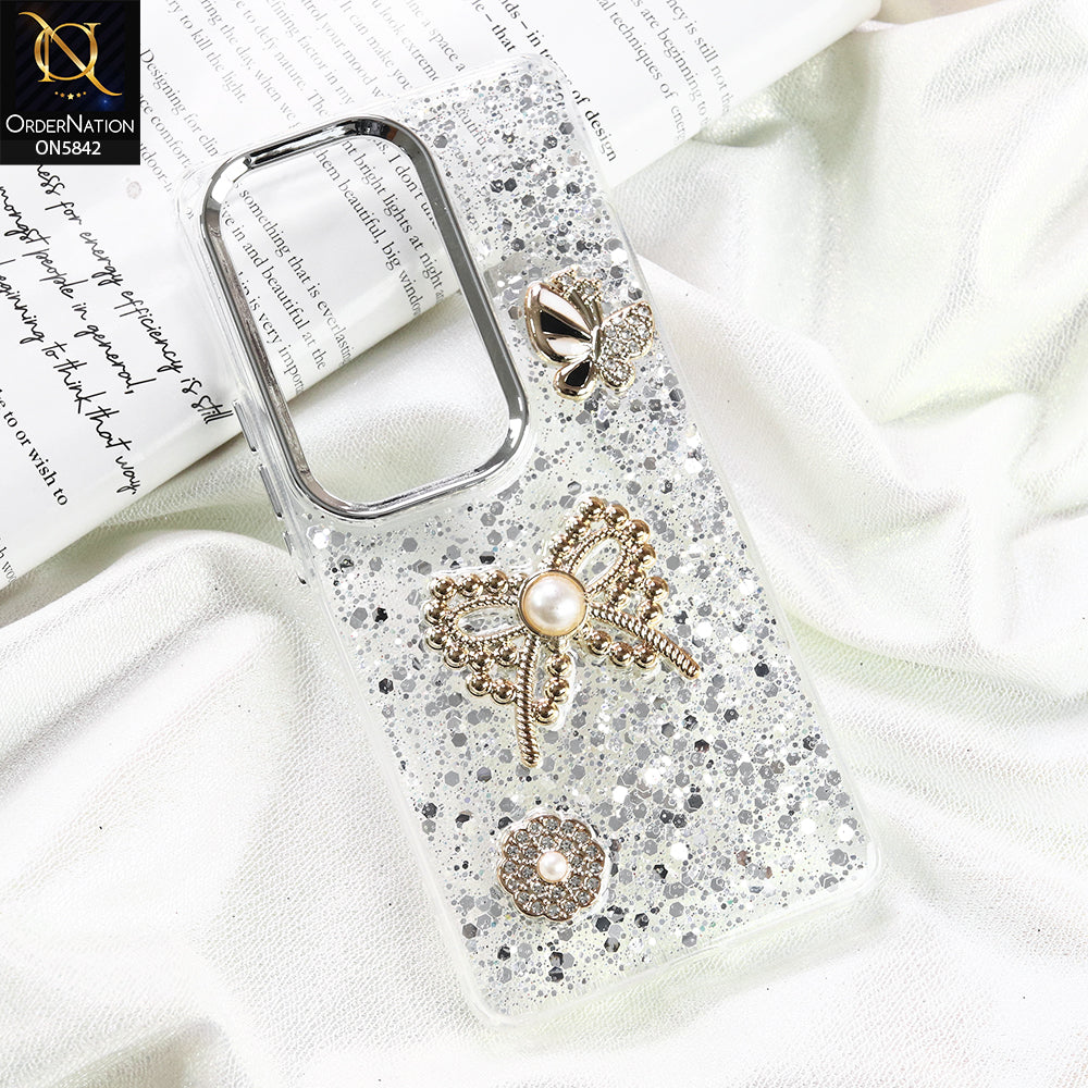 Vivo iQOO Z9s Cover - Silver - New Beeded Rhinestones Shinny Glitter