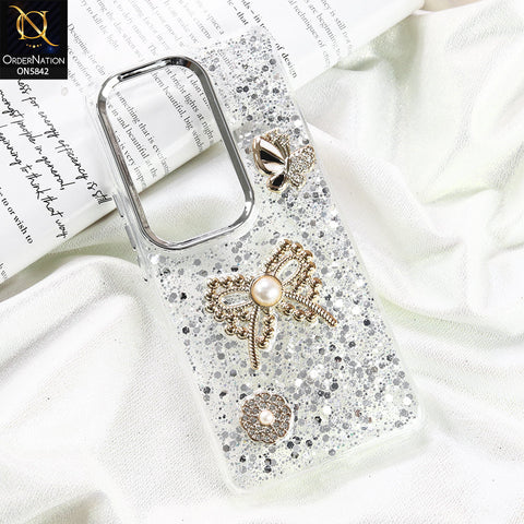 Vivo V40e Cover - Silver - New Beeded Rhinestones Shinny Glitter