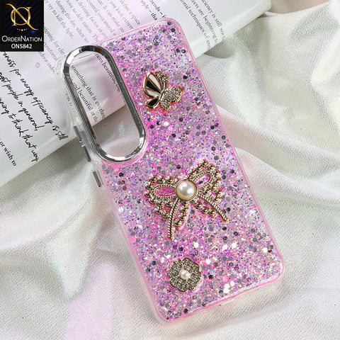 Vivo V50 Lite Cover - Pink - New Beeded Rhinestones Shinny Glitter