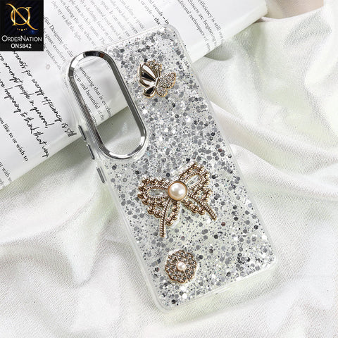 Vivo V50 Lite Cover - Silver - New Beeded Rhinestones Shinny Glitter