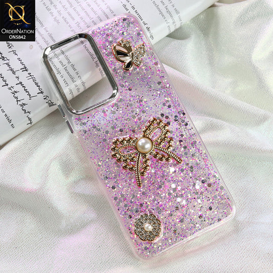 Vivo Y03t Cover - Pink - New Beeded Rhinestones Shinny Glitter