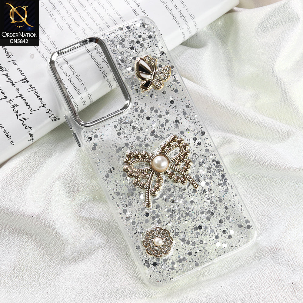 Vivo Y18 Cover - Silver - New Beeded Rhinestones Shinny Glitter