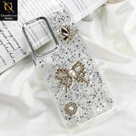 Vivo Y03t Cover - Silver - New Beeded Rhinestones Shinny Glitter