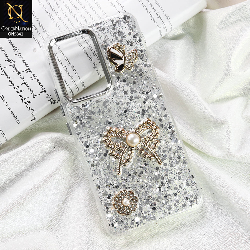 Vivo Y100 Cover - Silver - New Beeded Rhinestones Shinny Glitter