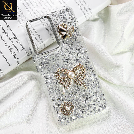 Vivo V30 Lite 4G Cover - Silver - New Beeded Rhinestones Shinny Glitter