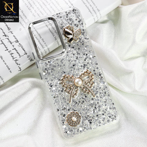 Vivo V30 Lite 4G Cover - Silver - New Beeded Rhinestones Shinny Glitter