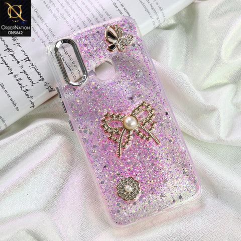 Vivo Y12 Cover - Pink - New Beeded Rhinestones Shinny Glitter