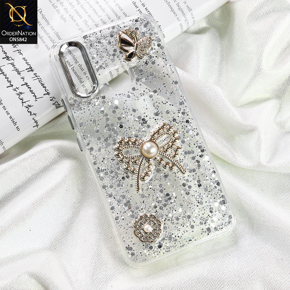 Vivo Y15 Cover - Silver - New Beeded Rhinestones Shinny Glitter
