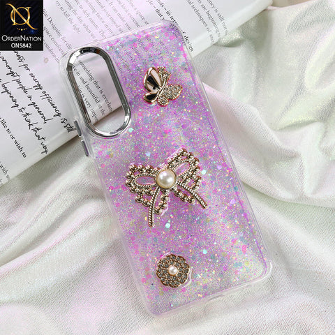 Vivo Y28 5G Cover - Pink - New Beeded Rhinestones Shinny Glitter