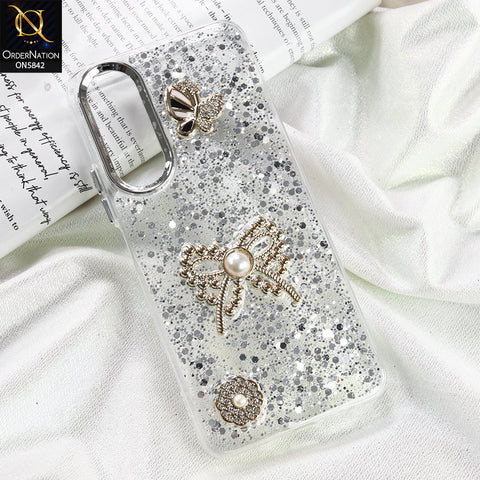 Vivo Y28 5G Cover - Silver - New Beeded Rhinestones Shinny Glitter