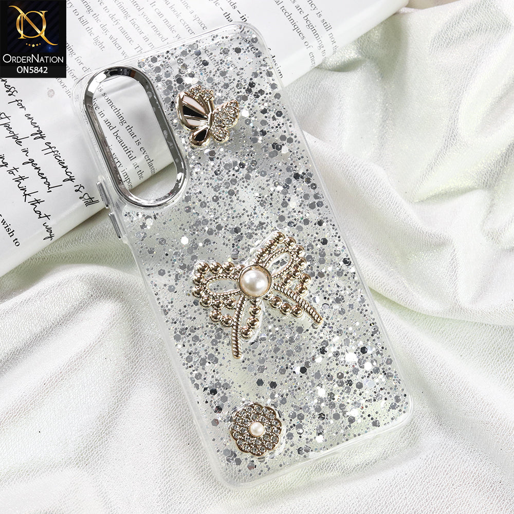 Vivo Y17s Cover - Silver - New Beeded Rhinestones Shinny Glitter