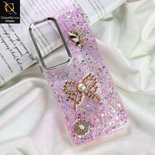 Infinix Hot 60 Cover - Pink - New Beeded Rhinestones Shinny Glitter Case
