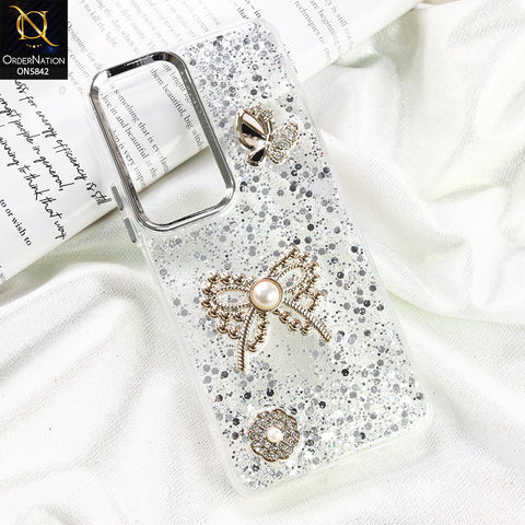 Vivo Y19s Pro Cover - Silver - New Beeded Rhinestones Shinny Glitter