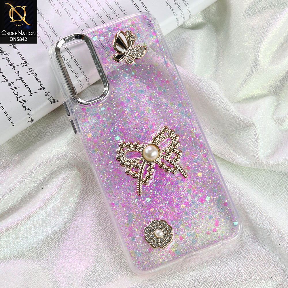 Vivo Y20T Cover - Pink - New Beeded Rhinestones Shinny Glitter