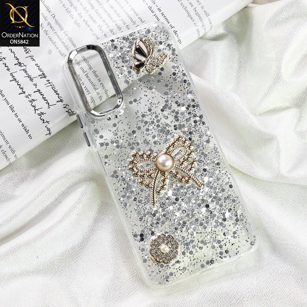 Vivo Y12s Cover - Silver - New Beeded Rhinestones Shinny Glitter
