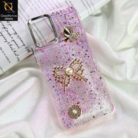Vivo Y21 Cover - Pink - New Beeded Rhinestones Shinny Glitter