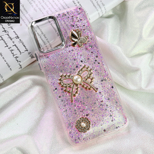 Vivo Y21e Cover - Pink - New Beeded Rhinestones Shinny Glitter