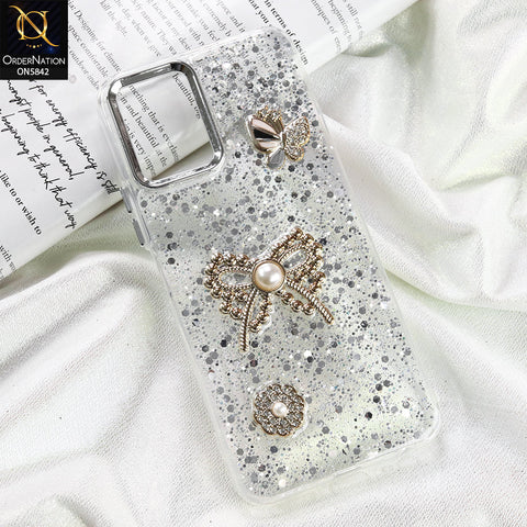Vivo Y21t Cover - Silver - New Beeded Rhinestones Shinny Glitter