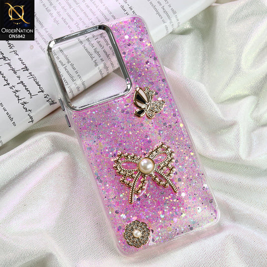 Vivo Y35 Cover - Pink - New Beeded Rhinestones Shinny Glitter