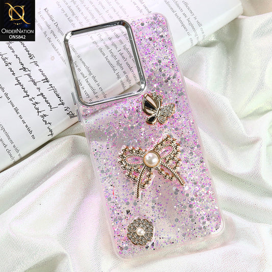Vivo Y36 5G Cover - Pink - New Beeded Rhinestones Shinny Glitter