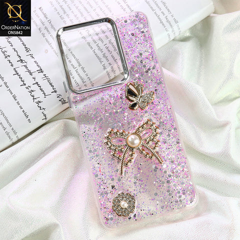 Vivo Y36 5G Cover - Pink - New Beeded Rhinestones Shinny Glitter