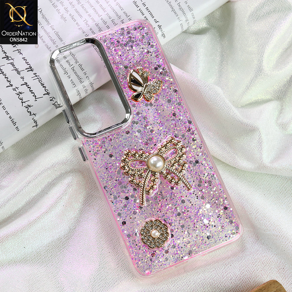 Vivo Y400 Cover - Pink - New Beeded Rhinestones Shinny Glitter