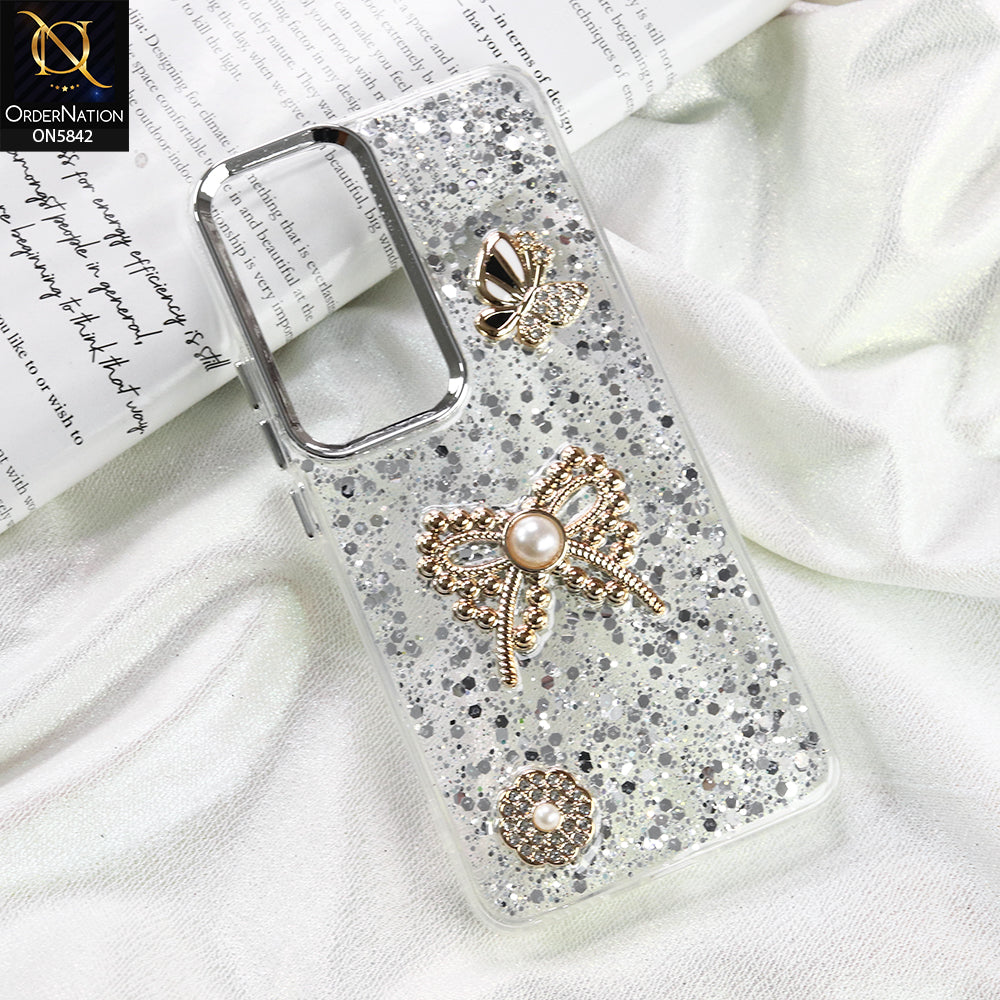 Vivo Y400 4G Cover - Silver - New Beeded Rhinestones Shinny Glitter