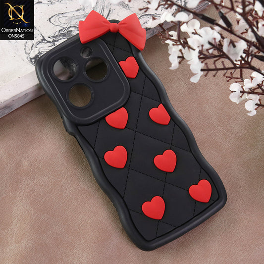 Tecno Camon 40 Pro Cover - Design 1 -  3D Pink Heart with Bow-Knot Design Soft Protective Case