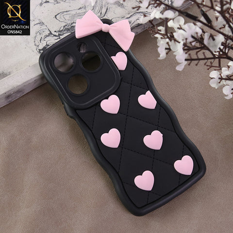 Tecno Camon 40 Pro Cover - Design 2 -  3D Pink Heart with Bow-Knot Design Soft Protective Case